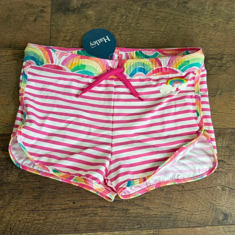 Hatley Striped RBW Swim Short Kids Size 8 Pink‎ WRK1187